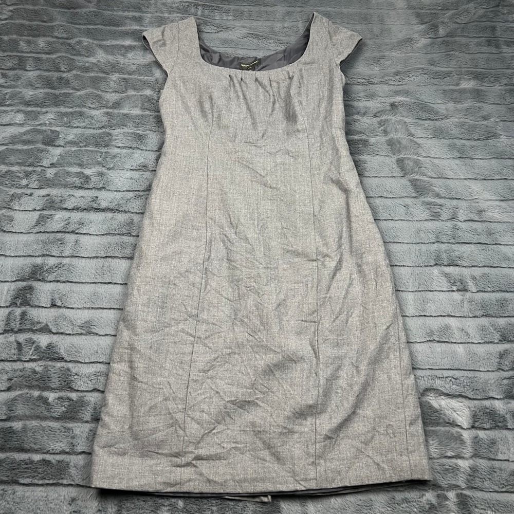 Banana Republic Petite Gray Wool Sheath Dress Cap Sleeve Workwear 8P 12006